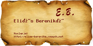 Eliás Bereniké névjegykártya